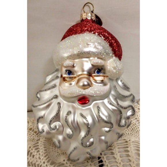 Glass Jolly Santa Claus Christmas Ornament 4" High - Picture 4 of 4
